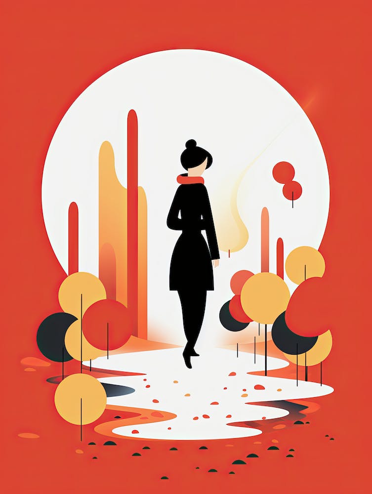 Illustration einer gehenden Frau