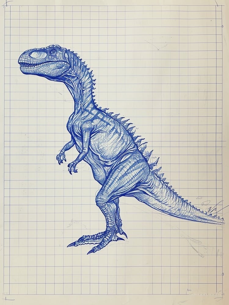 Ouranosaurus Dinosaur Blue Print Style