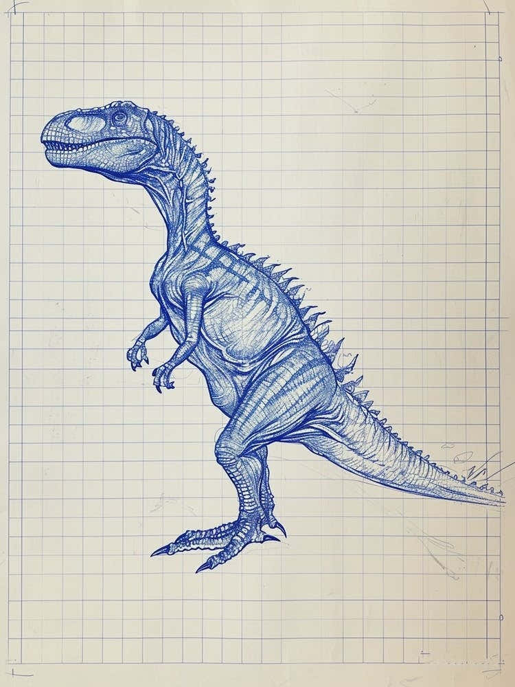 Ouranosaurus Dinosaur Blue Print Style