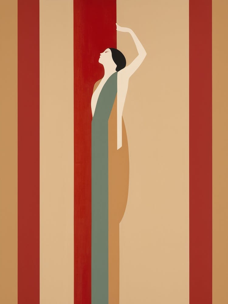 Woman In A Dress Abstract red and beige Art