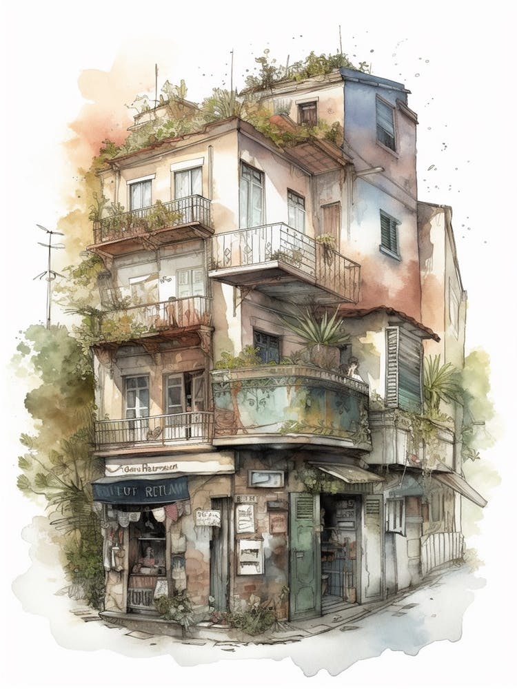 Chacarita Buenos Aires Viertel, Aquarell 3