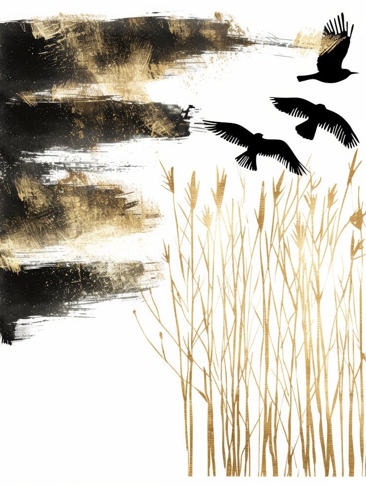 Krähen im Gras