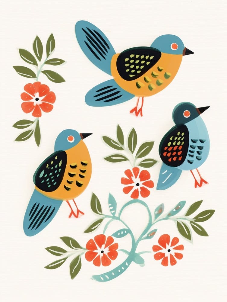 Folk Style Bird Painting Bluebird 4