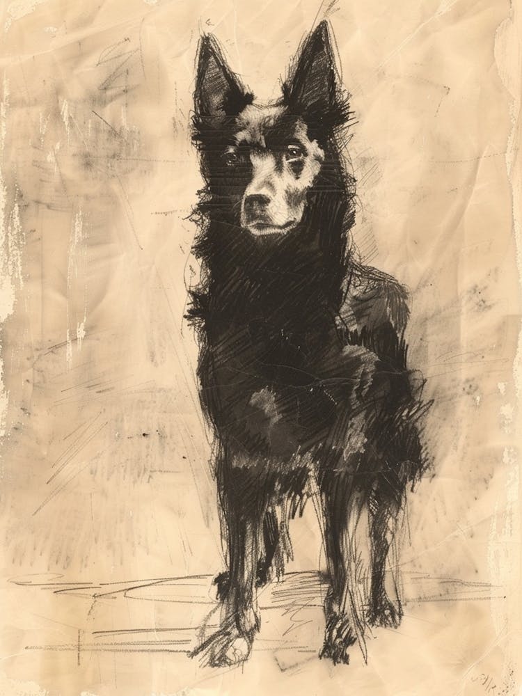 Belgian Laekenois Dog Charcoal Line 1