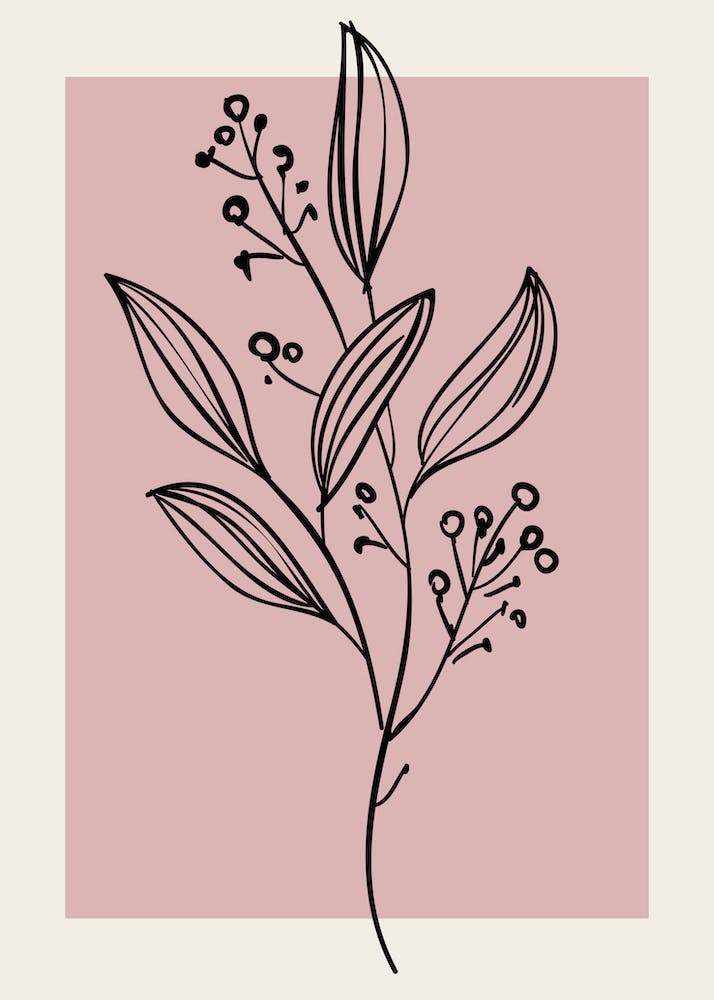 Neutral Wall Floral Botanical Line Art Minimalist Modern Bedroom Living 4