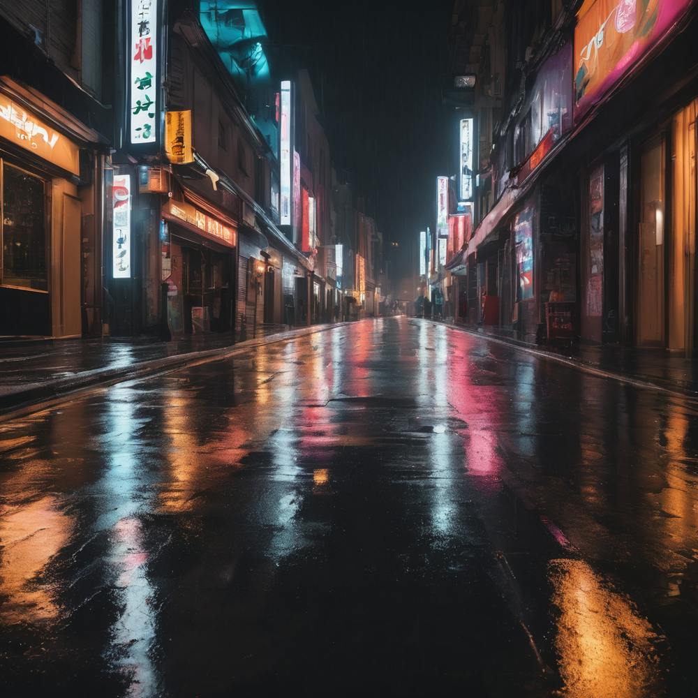 Wet Street At Night