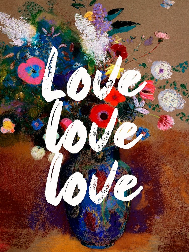 Love Love Love Floral Typography