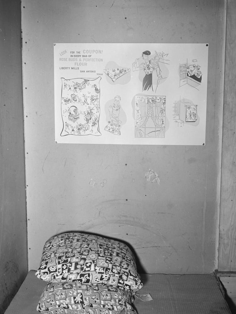 Flour Sacked In New Printed Fabrics, Chart Above Indicates Various Uses Of The Sacking, Throughout The Rural Areas