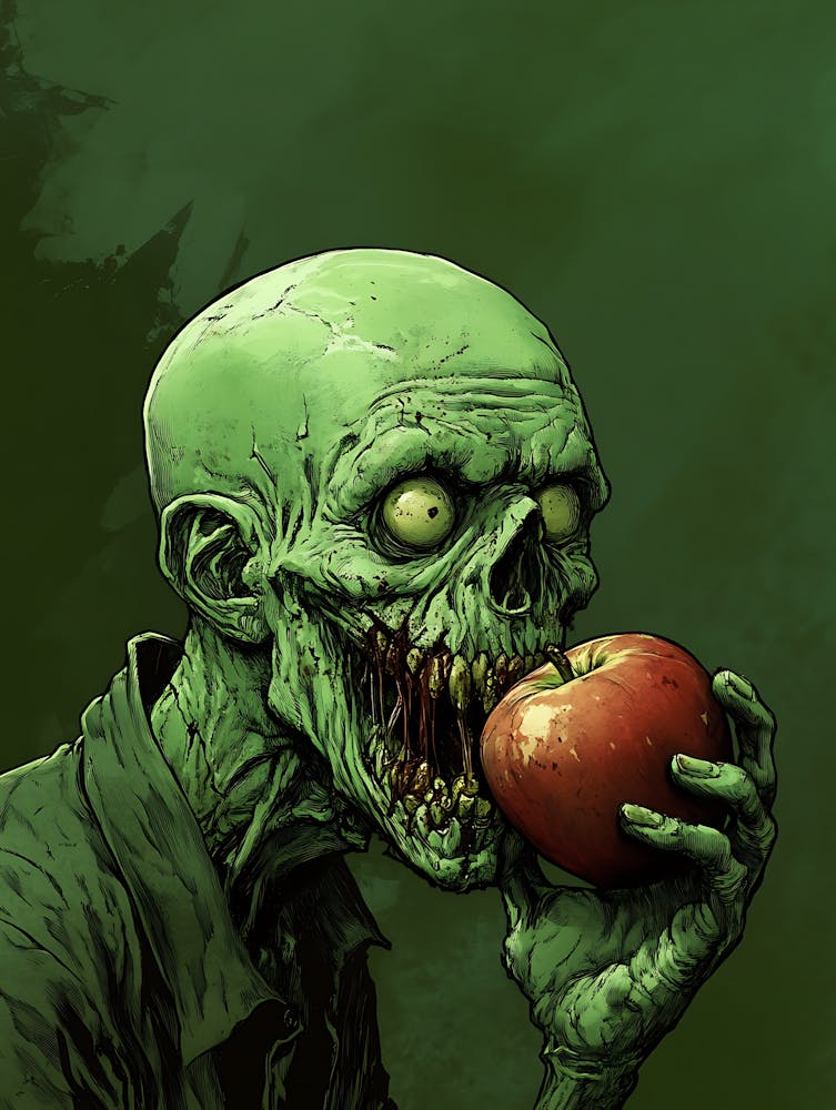 Scary Zombie Eating An Apple 7