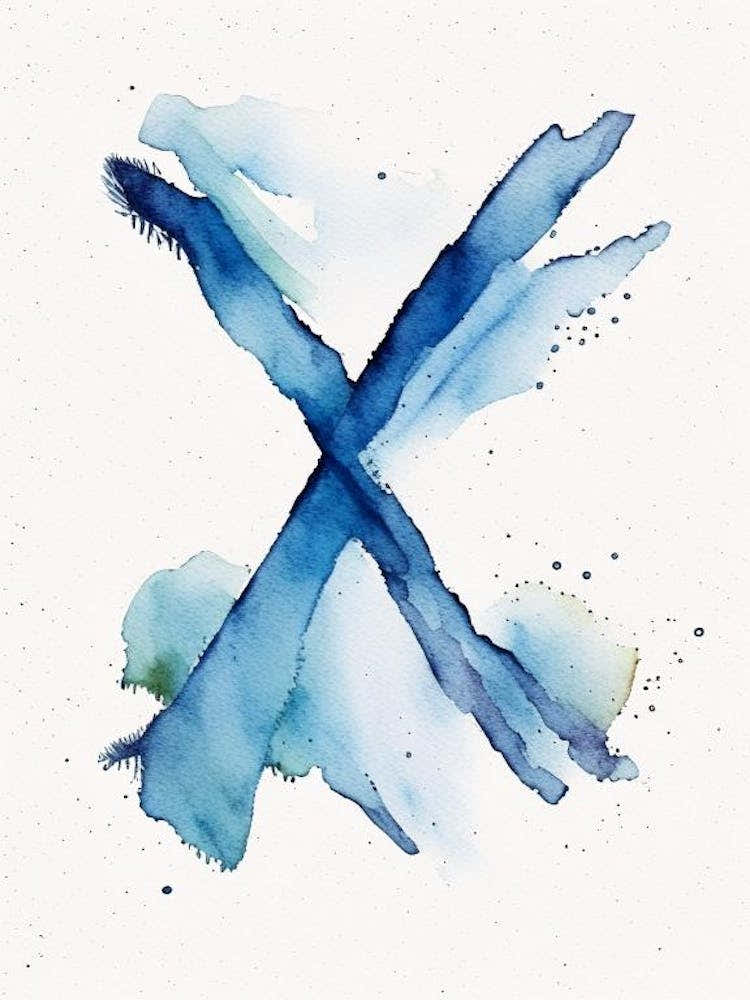 X Letter, Alphabet Minimalist Watercolour 1