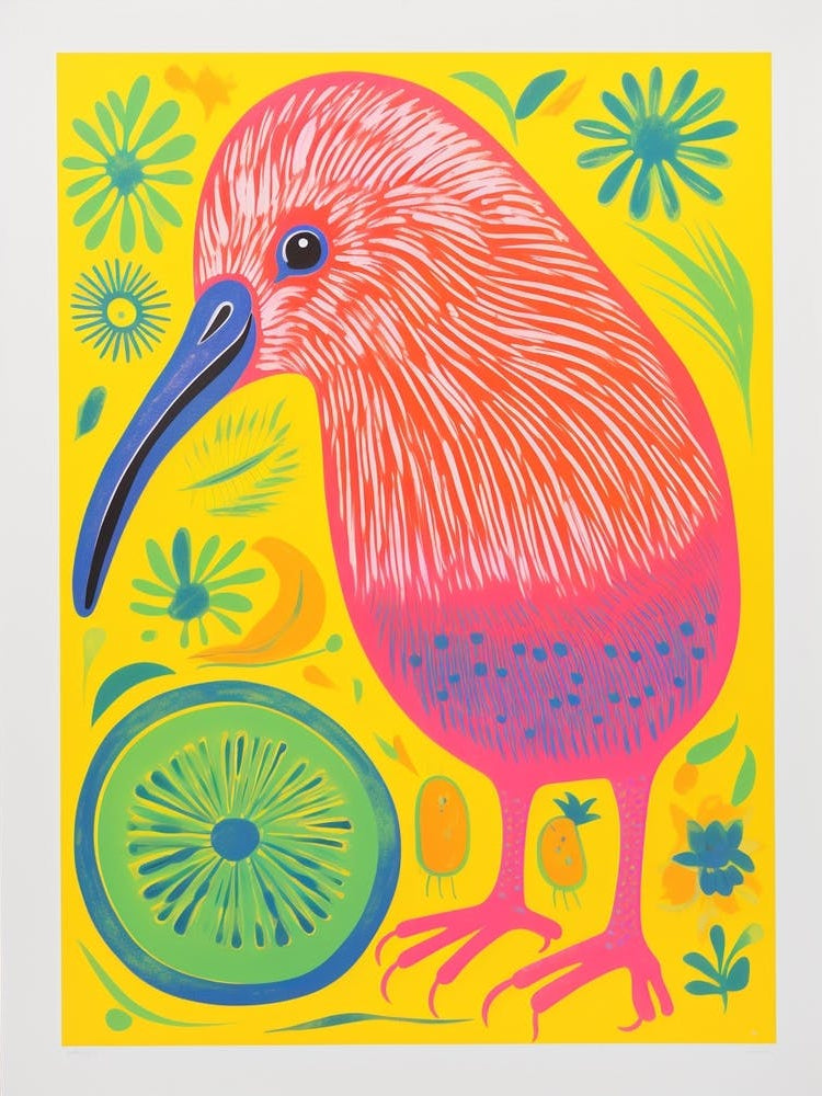 Colourful Bird Painting Kiwi 1