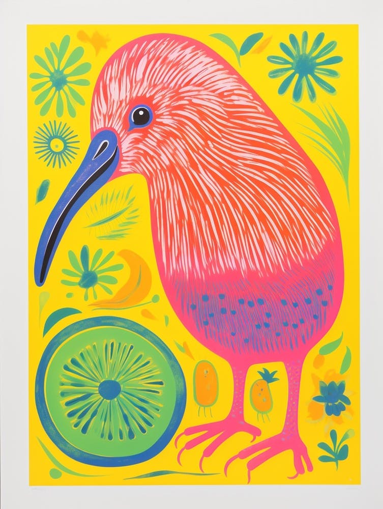 Colourful Bird Painting Kiwi 1