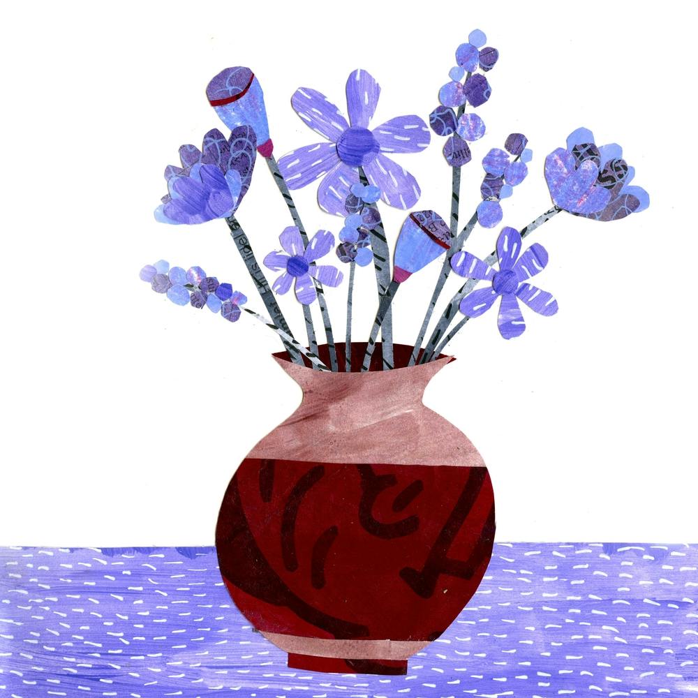 Lavender Flowers In White Square