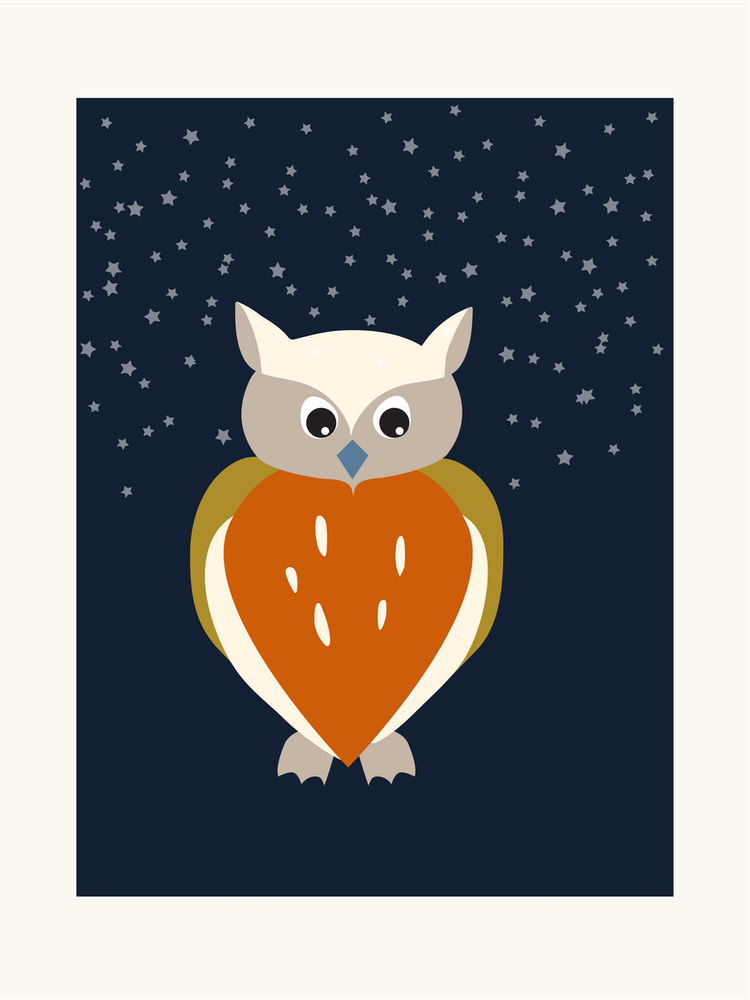 Cute Little Owl And Stars