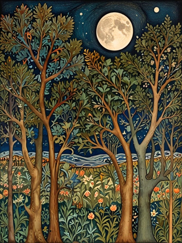 William Morris Moonlight In The Woods 85