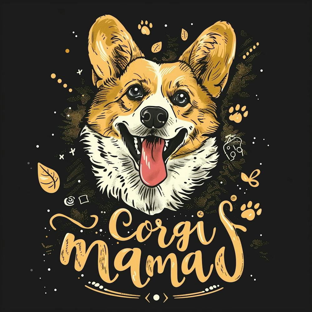 Create A Cute Doggy Themed Design That Showcase A Cute Corgi With A Text Under It That Says Corgi Mama With Eye Catching Typography