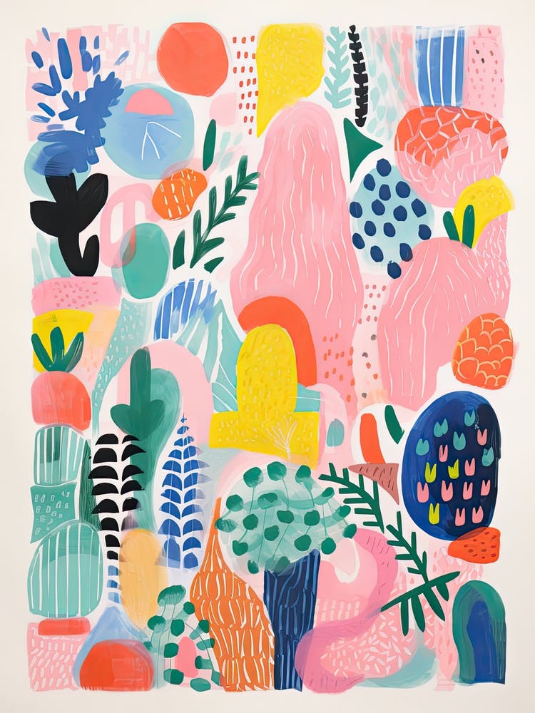 Ninfa Gardens Abstract Riso Style 2