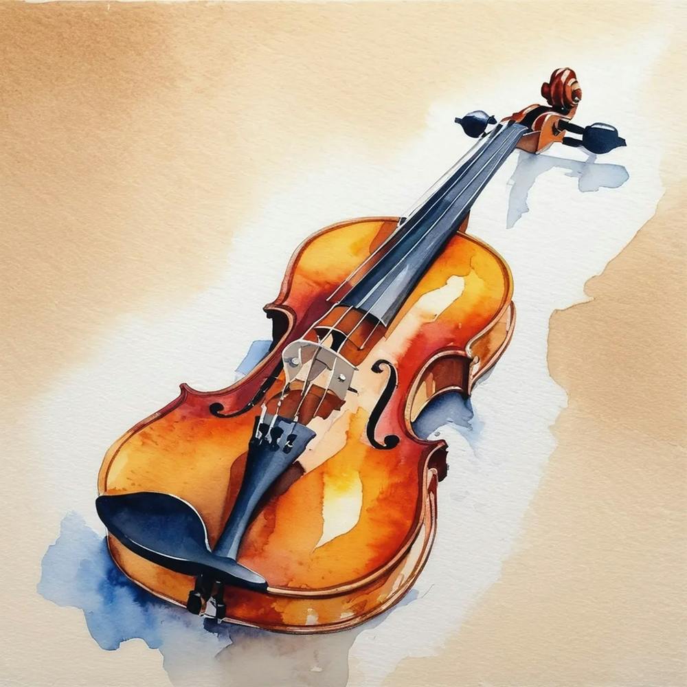 Watercolor Of A Violin