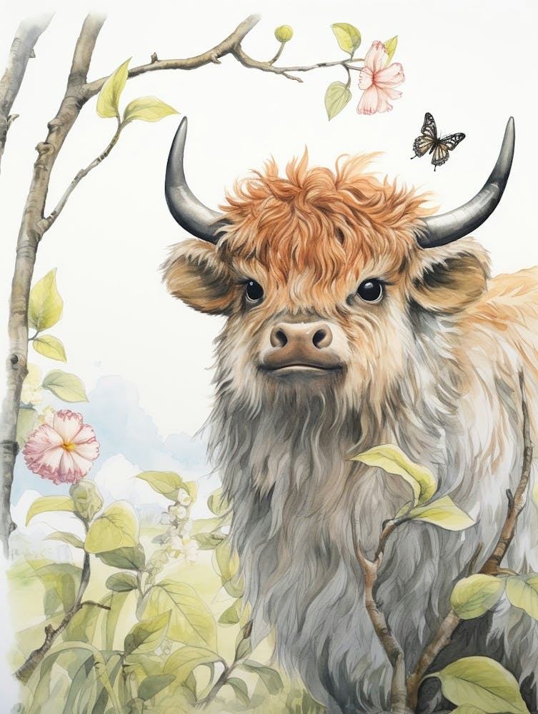 Aquarelle Animalière de Bison Conte de Fées 2