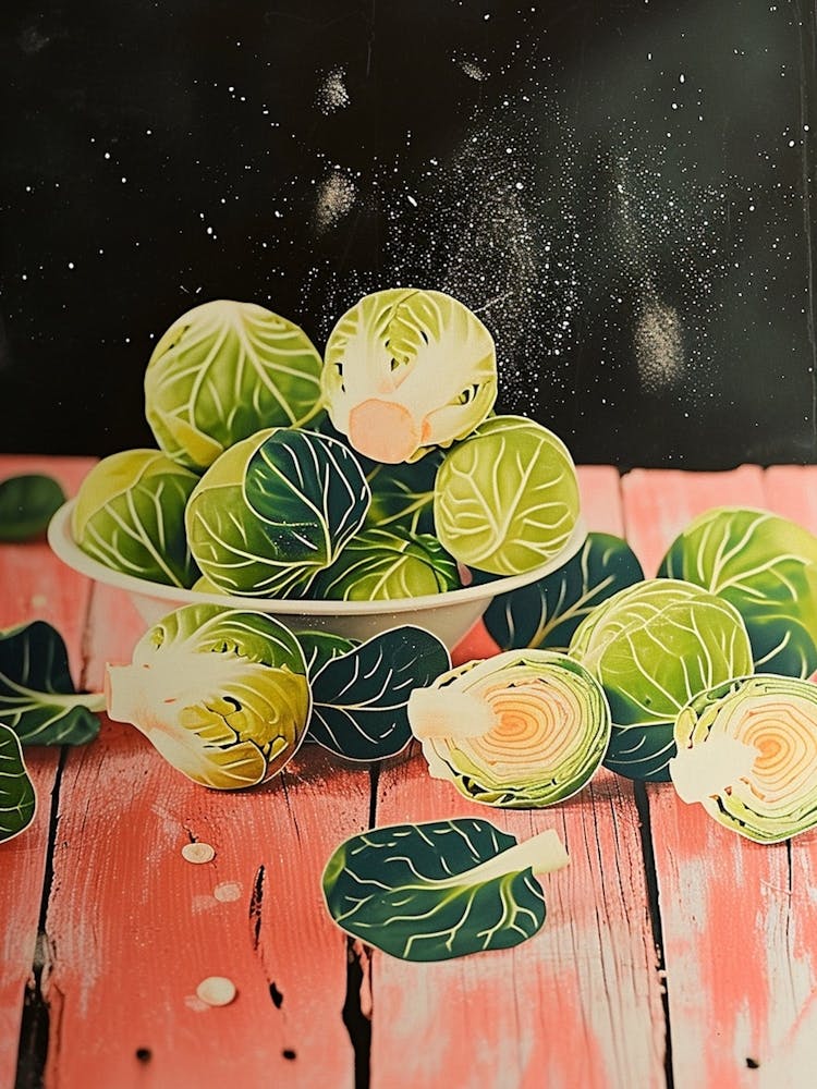 Art Deco Brussel Sprouts Still Life 2