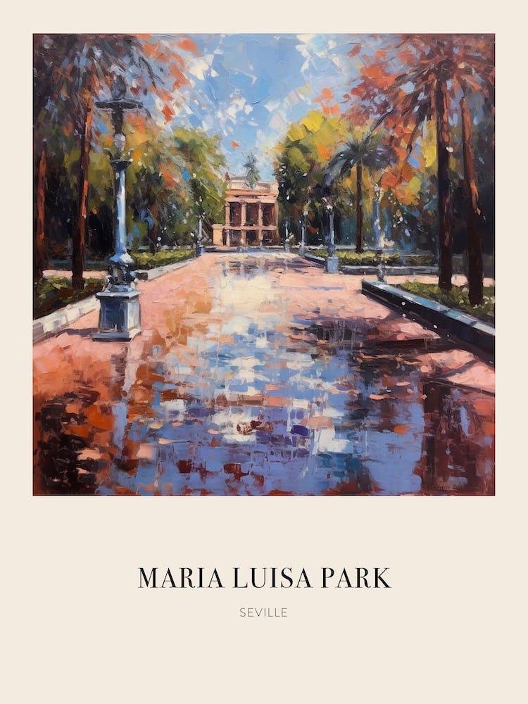 Maria Luisa Park Seville Spain 2 Vintage Cezanne Inspired Poster