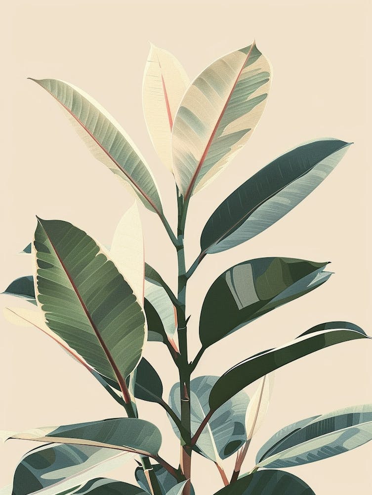 Rubber Plant Minimalist Illustration 2