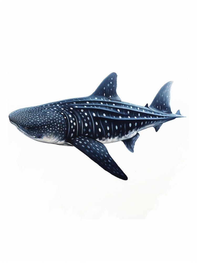 Oil Painting Of A Whale Shark Shadow Outline In Black 3