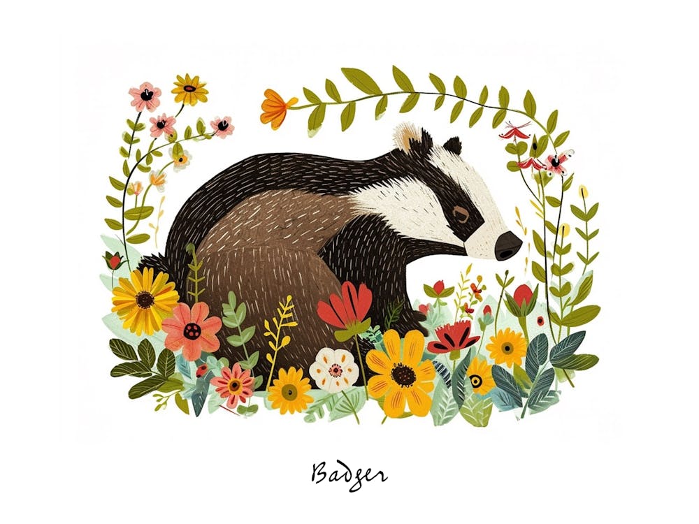 Little Floral Badger 3 Poster