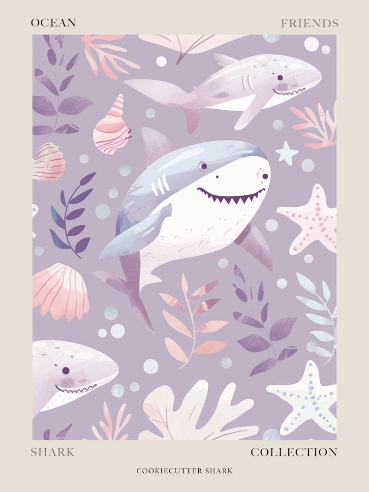 Purple Cookiecutter Shark Illustration 2 Poster