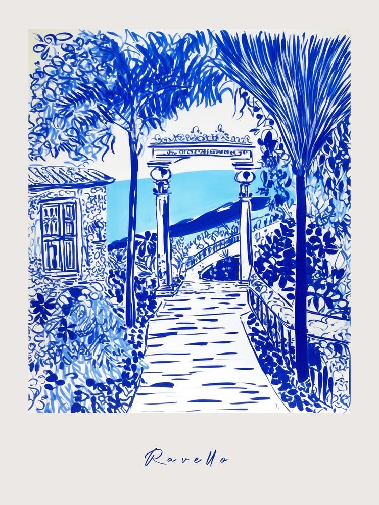 Ravello Italy Blue Drawing Poster