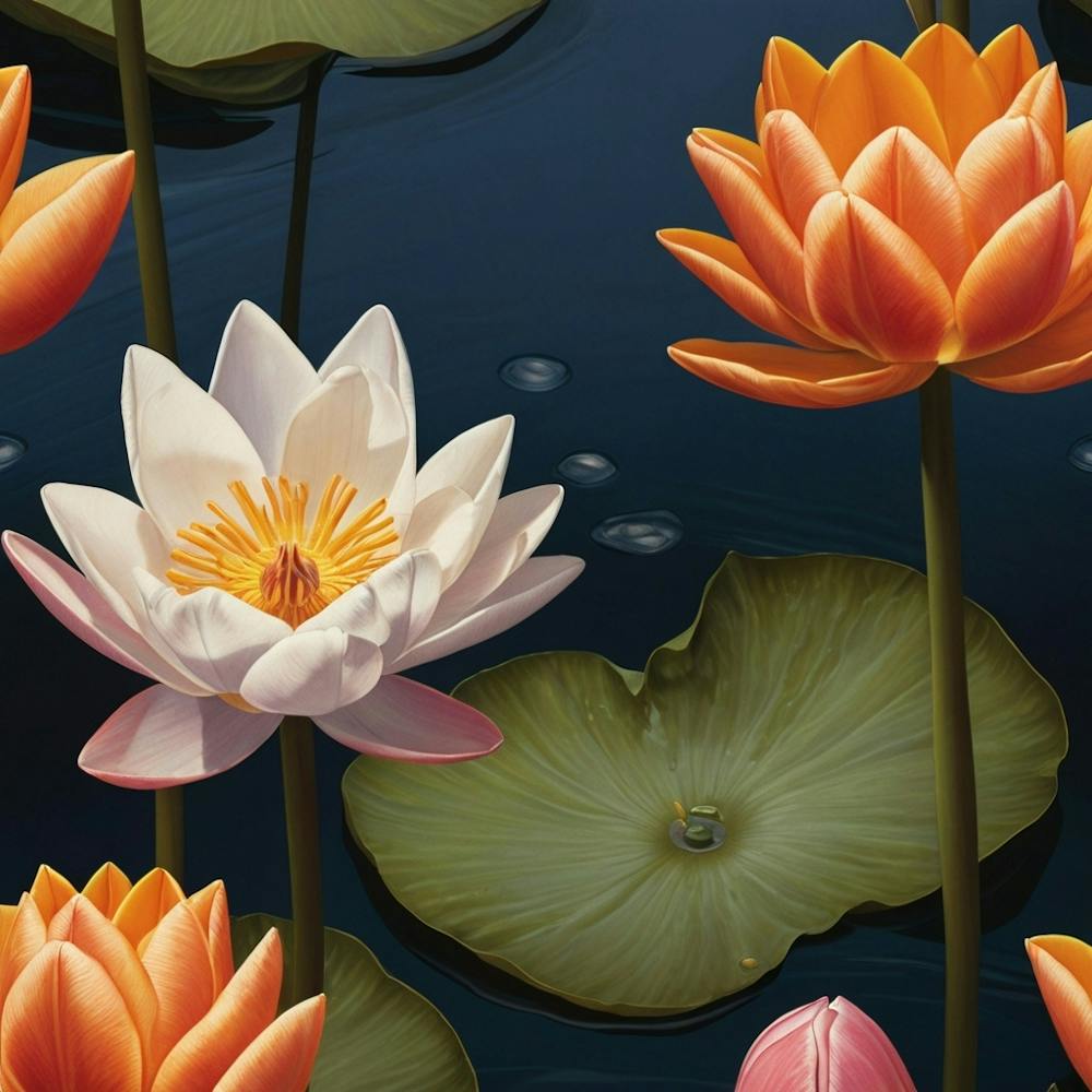 The Magic of the Floating Water Lily: The Beauty of Serene Nature"** "A depiction that highlights the lotus flower as an icon of purity and inner peace