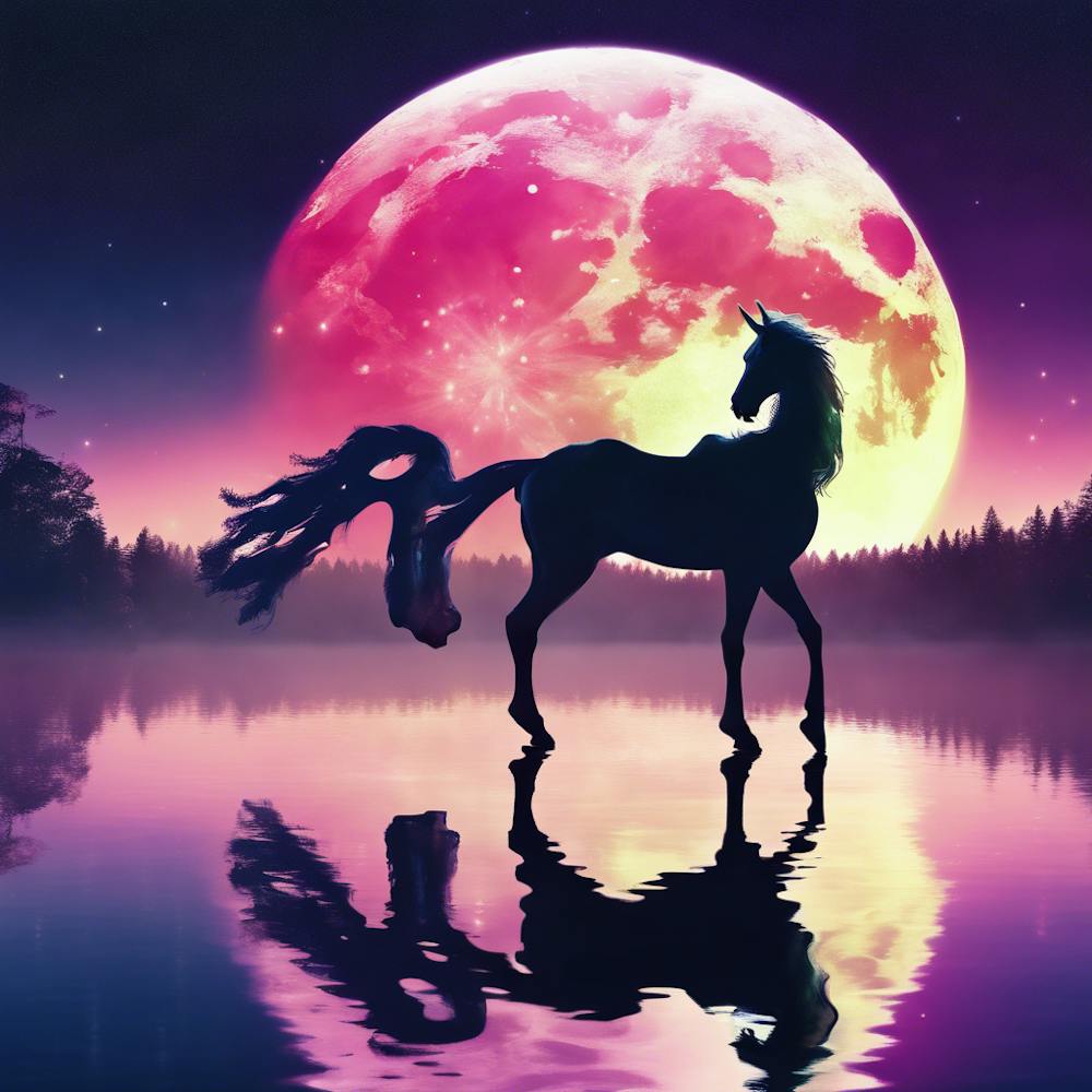 Einhorn im Mondlicht