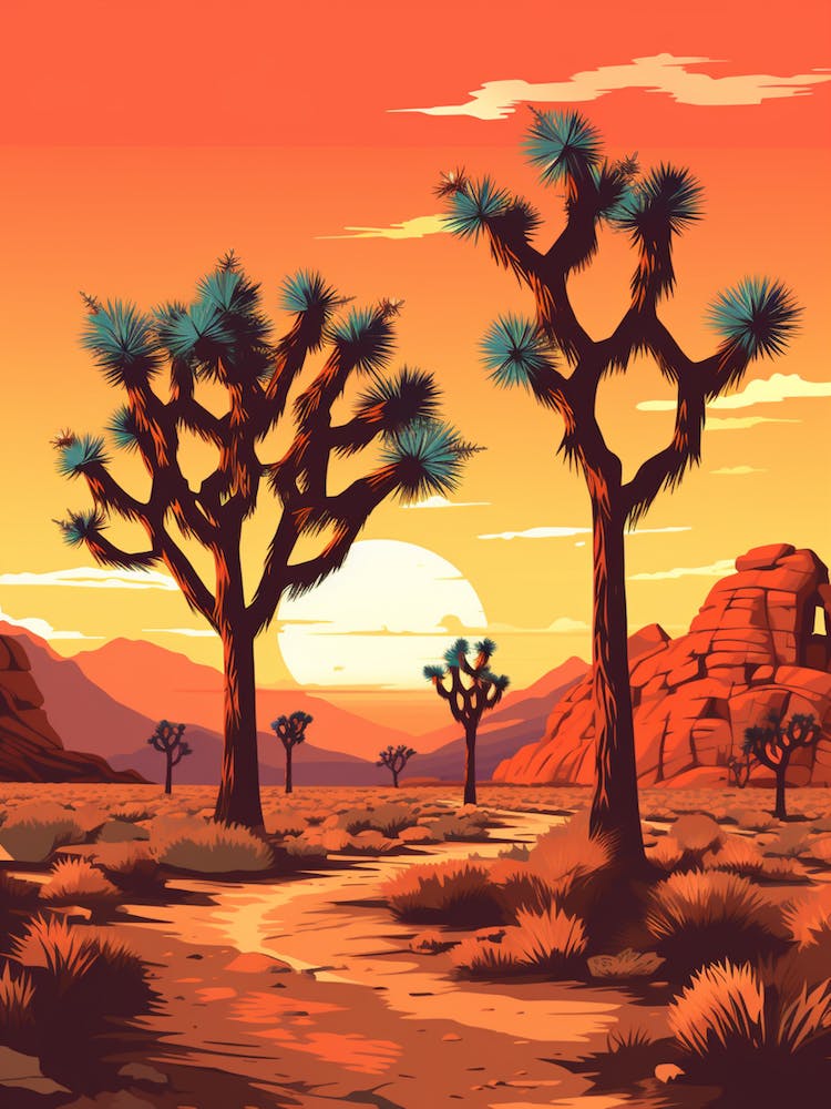 Joshua Tree At Sunset In Nat Viga Style (1)