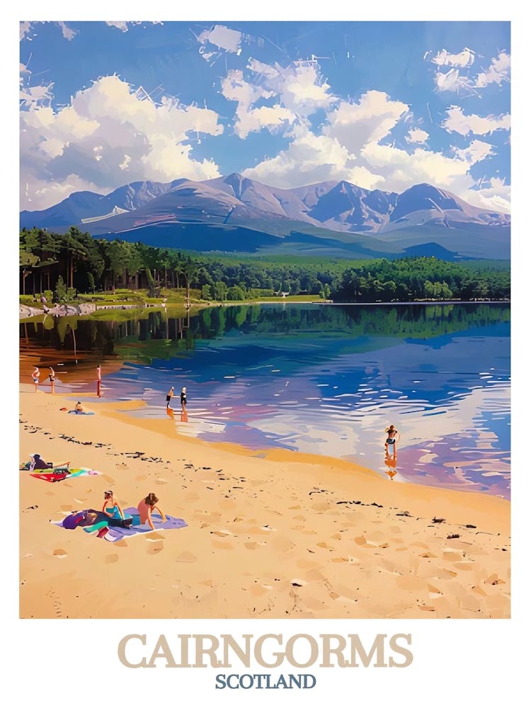 Cairngorms Poster Loch Morlich Art Aviemore Scotland Wall Art Cairngorms Print Cairngorms Artwork Loch Morlich Print Cairngorms Photo