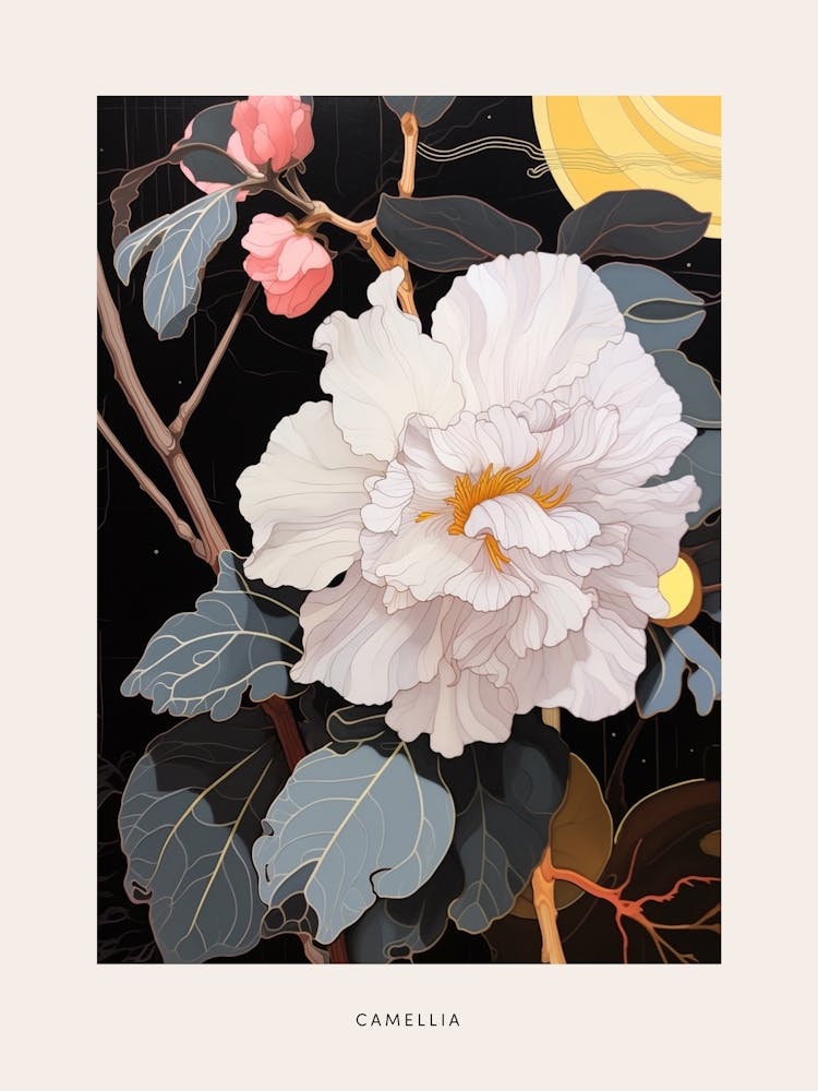 Flower Illustration Camellia 2 Poster