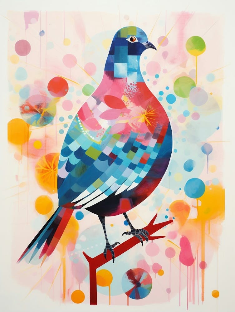 Bird Painting Collage Pigeon 2