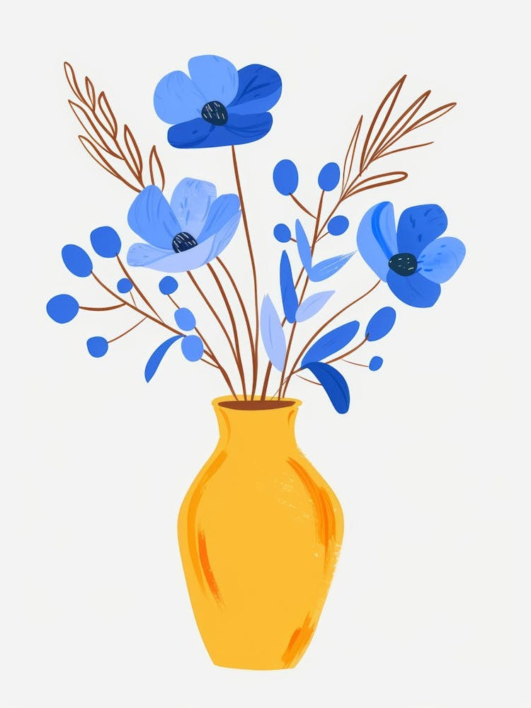 Blue Flowers In A Vase 12