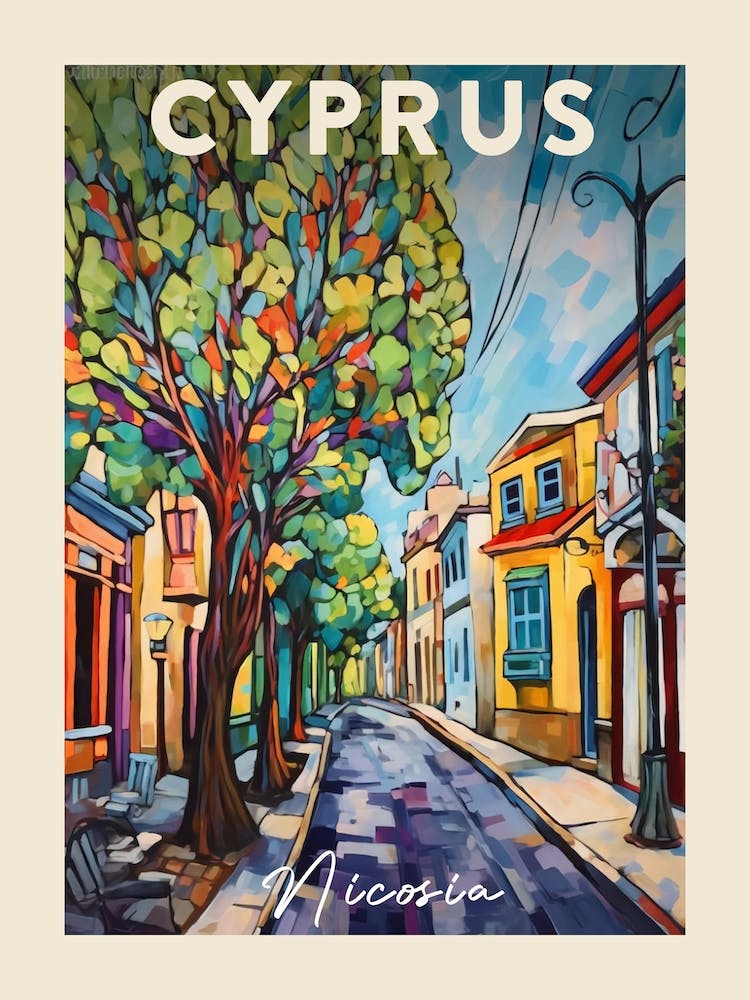 Nicosia Cyprus 3 Fauvist Painting Travel Poster