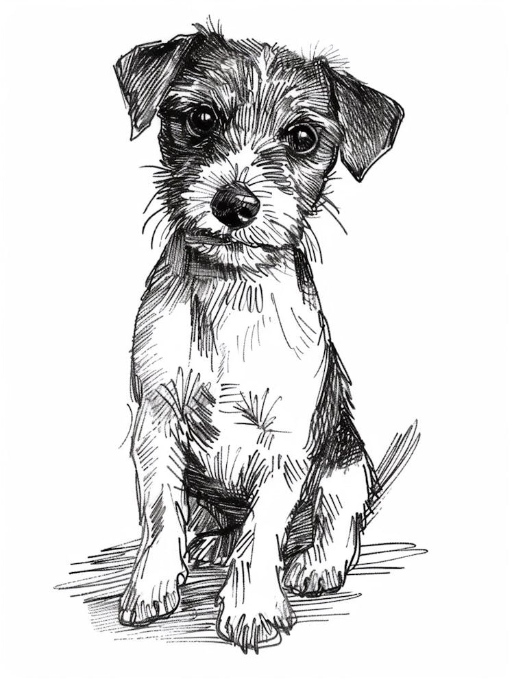 Parson Russell Terrier Dog Linien-Skizze 1