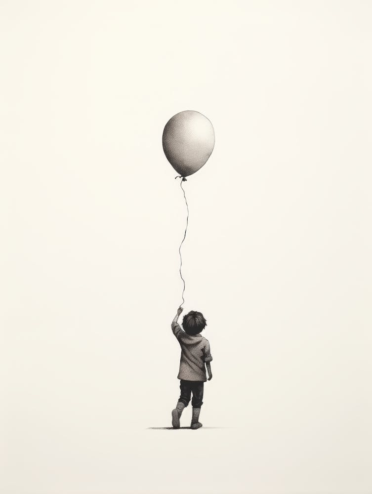 Little Boy Flying A Balloon
