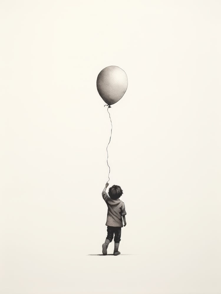 Little Boy Flying A Balloon