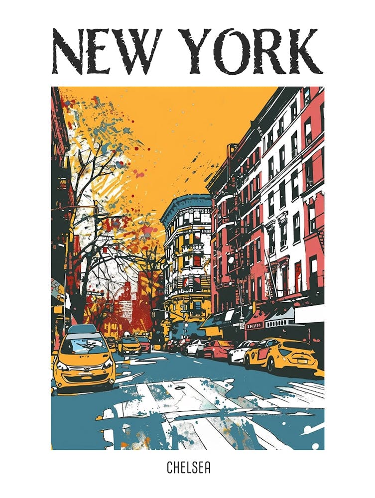 Chelsea New York Colourful Silkscreen Illustration 4 Poster