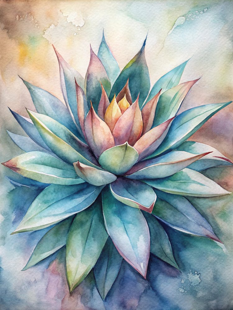 Succulent Flower Watercolor Painting