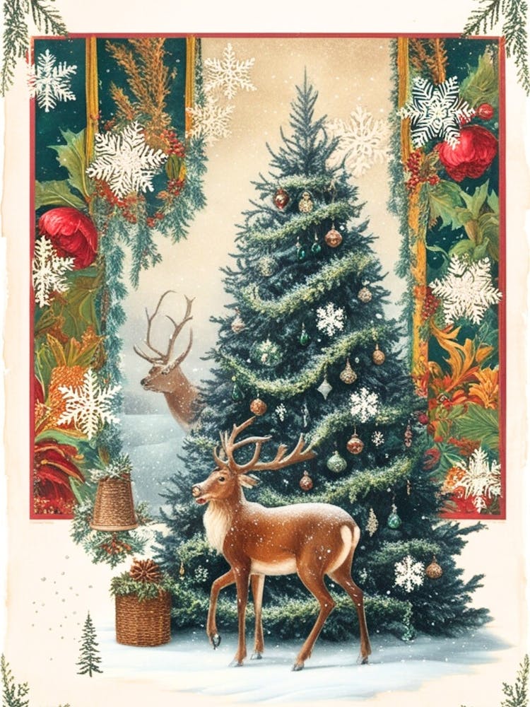 William Morris Weihnachtsbaum mit Hirschen 5