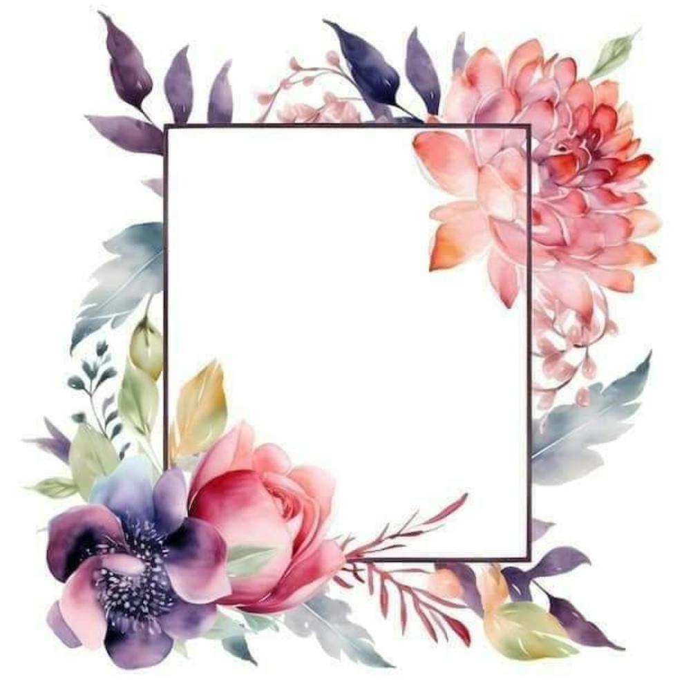 Watercolor Floral Frame