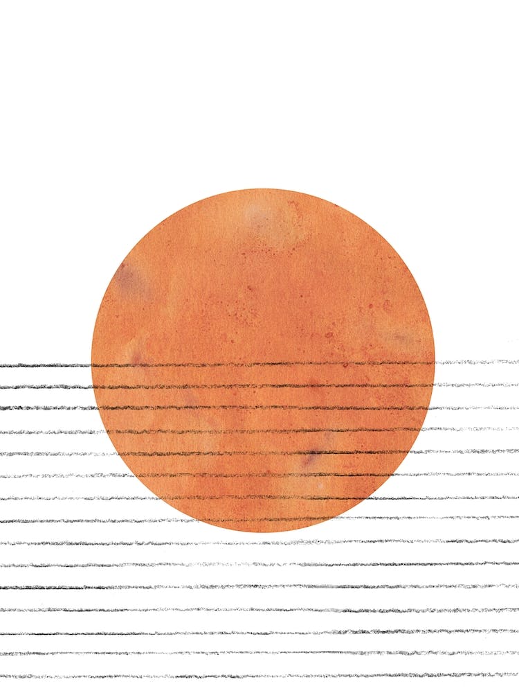 Terracotta sun, abstract sea