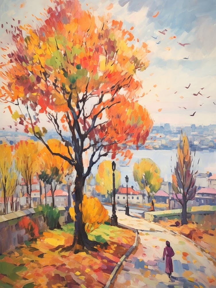 Autumn City Park Painting Kalemegdan Park Belgrade Serbia 2