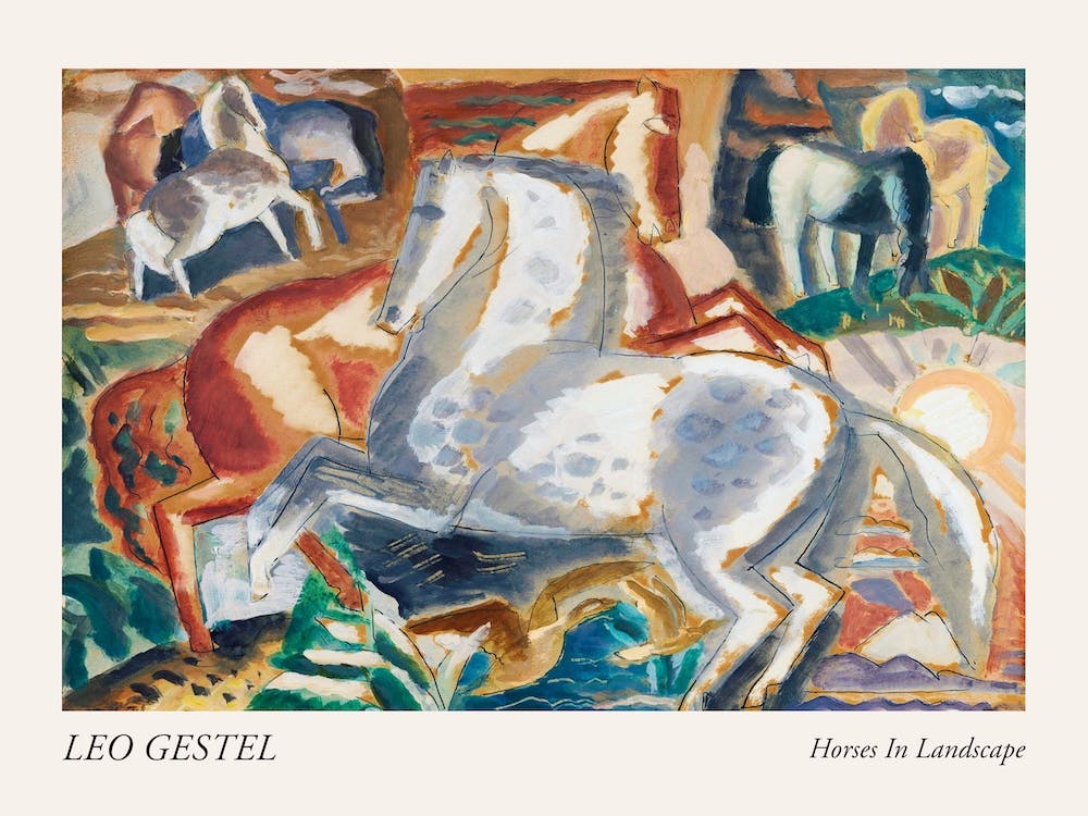 Horses In Landscape, Leo Gestel Poster