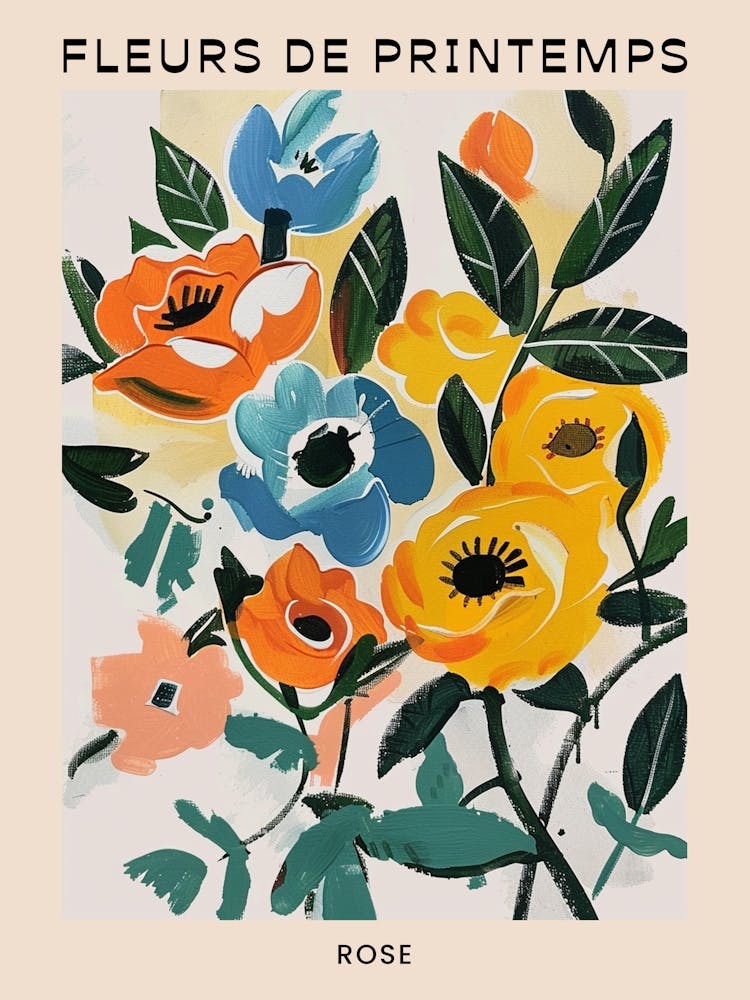 Spring Floral French Poster  Rose 7
