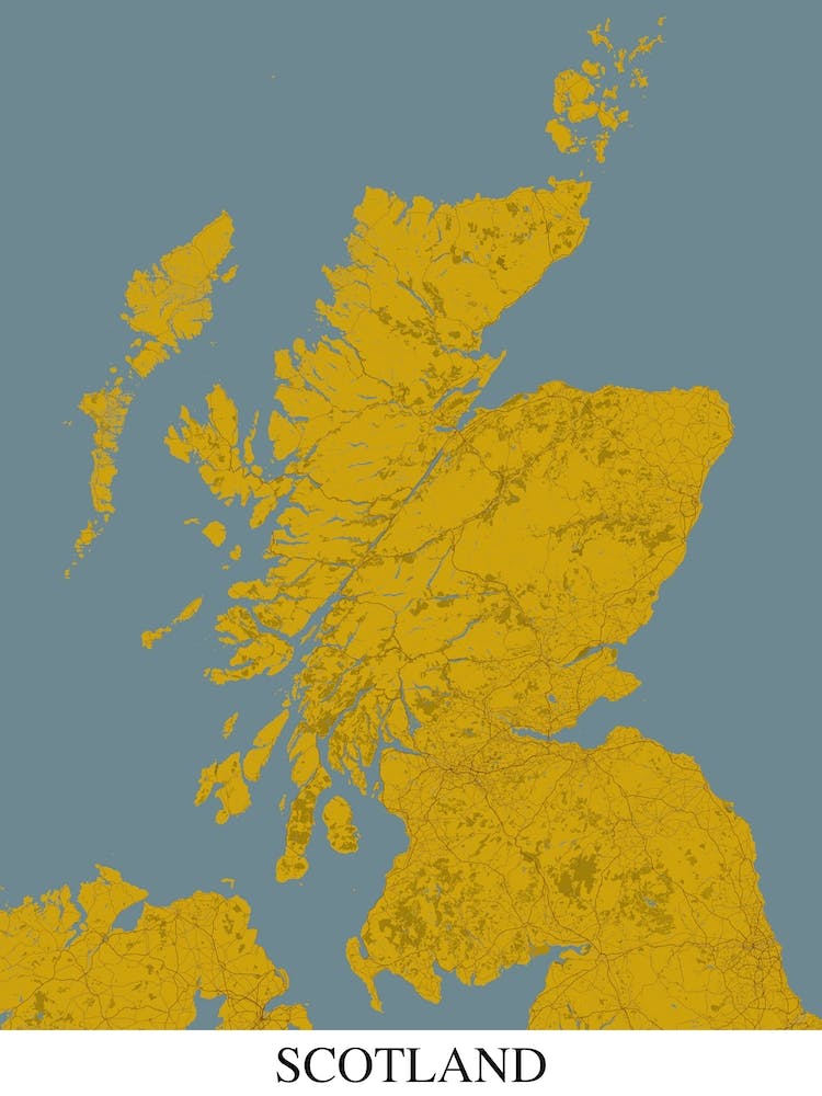 Scotland Yellow Blue Map
